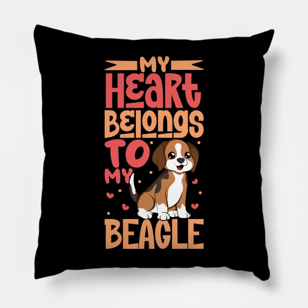 My heart belongs to my Beagle Pillow by Modern Medieval Design