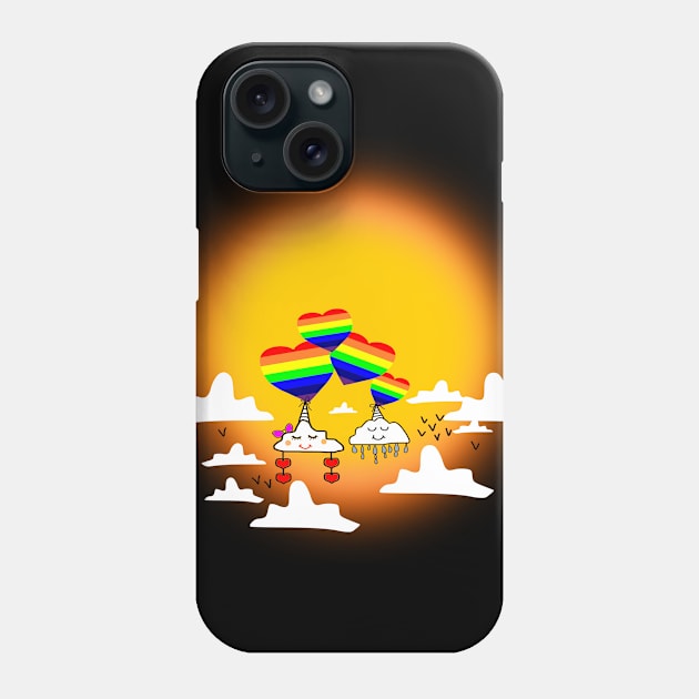 cloud unicorn rainbow love pride sunset Phone Case by RAK20