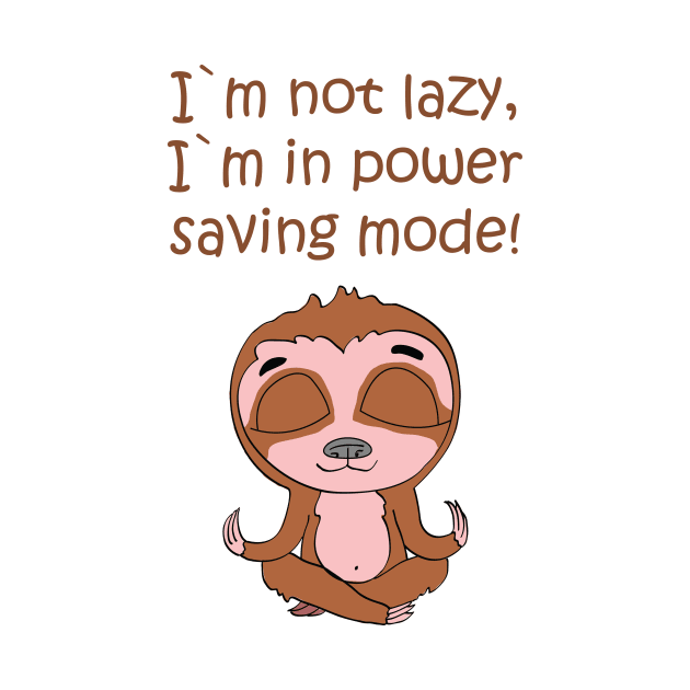 Funny Cute Meditating Sloth in power saving mode by Foxydream