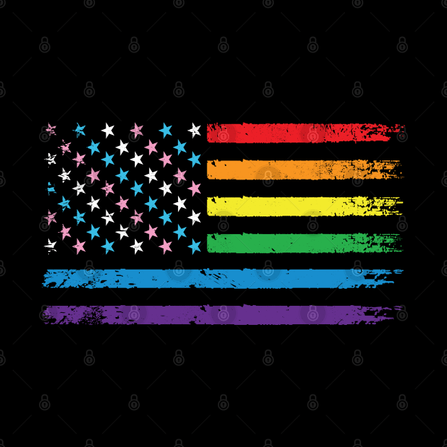 LGBT Rainbow American Flag | LGBTQ 4th of July | Transgender Gay Pride by BlueWaveTshirts