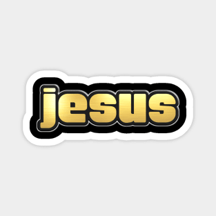 Shiny black and Gold JESUS word ver3 Magnet