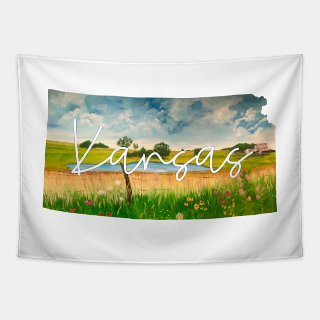 Kansas Landscape Tapestry by KatieMorrisArt