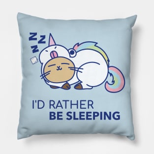 I'd Rather Be Sleeping Cat in Unicorn Pajamas Pillow