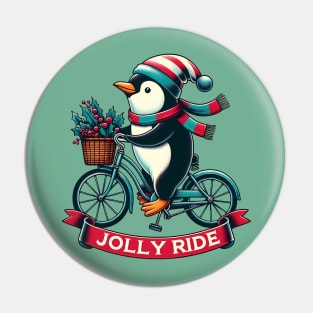 Jolly Ride - Cute penguin on a bicycle Pin