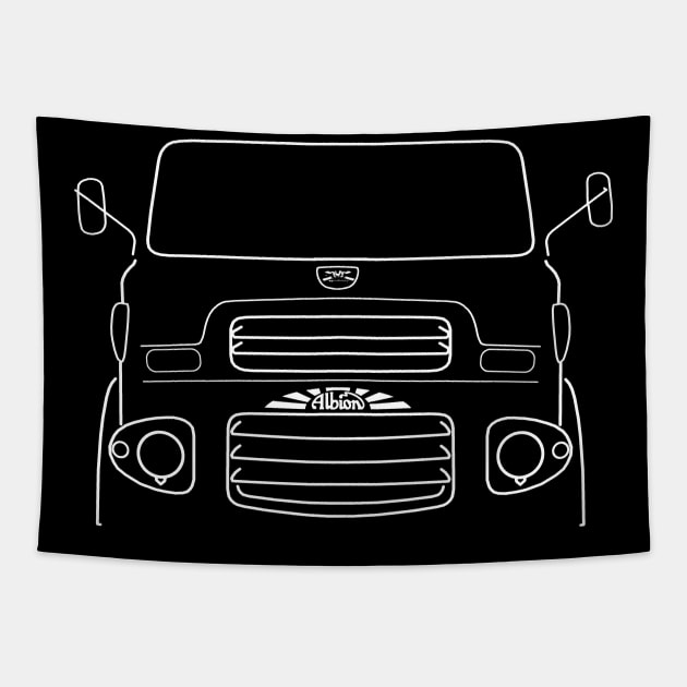 Vintage 1960s Albion lorry white outline graphic Tapestry by soitwouldseem