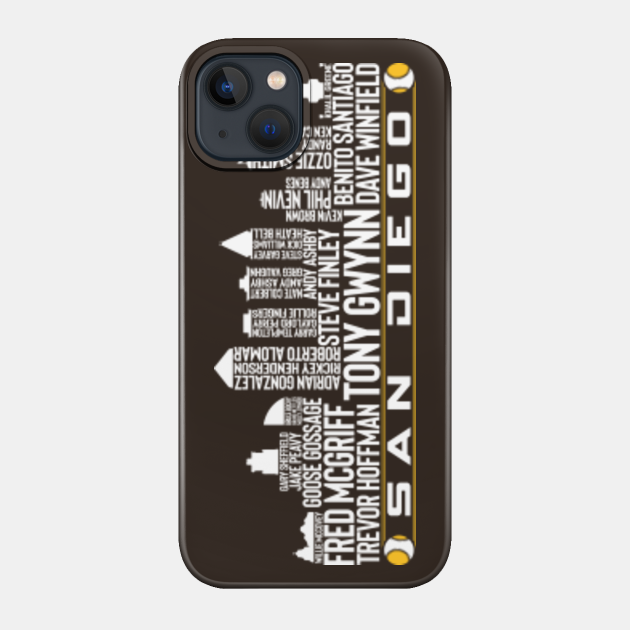 The legends San Diego city skyline of the San Diego baseball team - San Diego Baseball Skyline - Phone Case