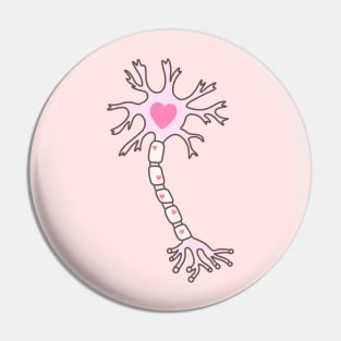 Neuron Heart Pink Brown Pin