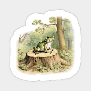 frog on a tree stump Magnet