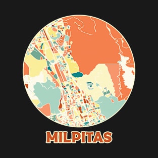 Milpitas California map in mozaique colors T-Shirt