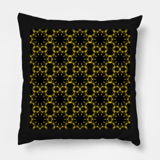 Yellow Chrysanthemum Light and Shadow Kaleidoscope pattern (Seamless) 14 Pillow