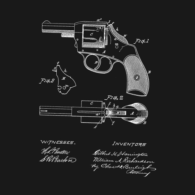 Revolving Fire Arm Vintage Patent Hand Drawing by TheYoungDesigns