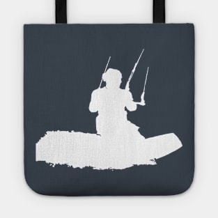 Kitesurfer Surfing The Wave Artistic White Silhouette Tote