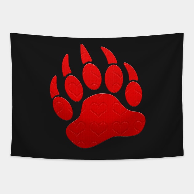 Mens Red Hearts Daddy Bear Paw Print LGBT Tapestry by brodyquixote