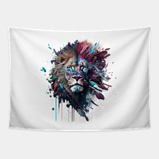 Lion Splash Art: Vibrant Fantasy Portrait #5 Tapestry