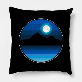 Synthwave Inspired Lakeside Mountain Moonrise Pillow