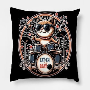 Groovy Cat Drummer, Catch the Beat Pillow