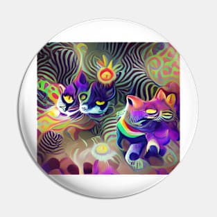 Psychedelic Cats Pin