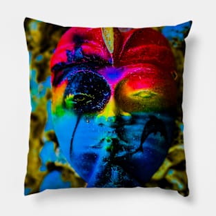 A blue red Bali face mask Pillow