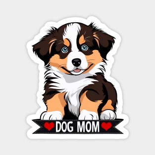 Dog Mom Australian Shepherd Roly Poly Baby Dog Magnet