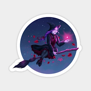 Purple Witch in the Nightsky Magnet