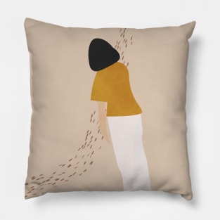 Moody Woman, Sad Woman Illustration Pillow