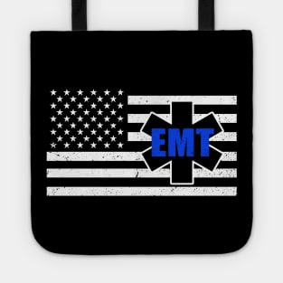 Paramedic Flag - Thin White Line Flag - Emergency Medical Technician Tote