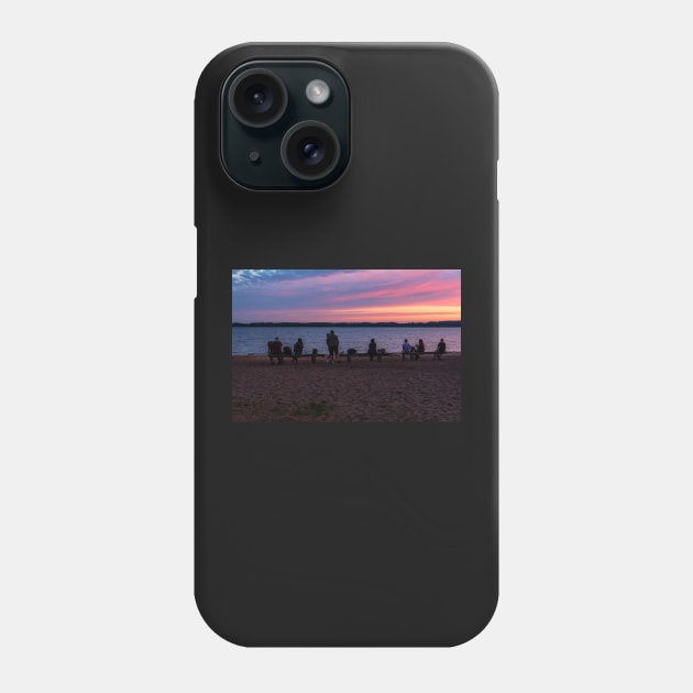 People silhouettes at lake shore Phone Case by lena-maximova