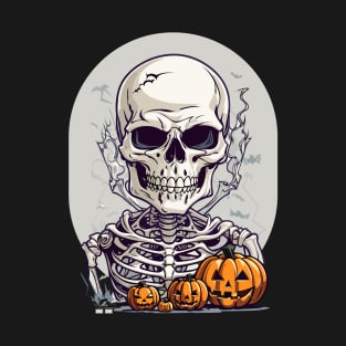 Halloween Pumpkin Skull T-Shirt