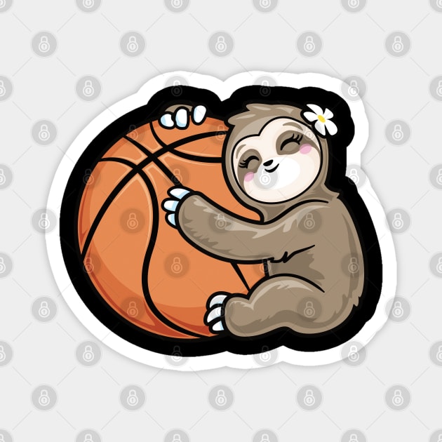 Cute Girl Sloth Basketball Magnet by PnJ