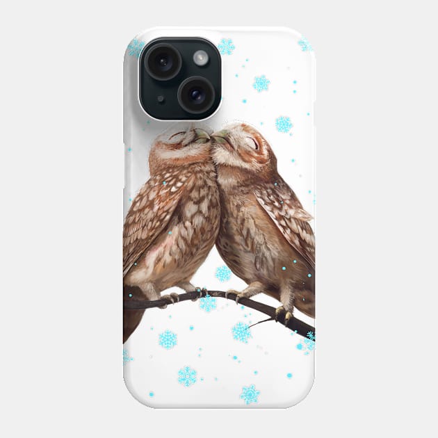 Owls of love in xmas Phone Case by kodamorkovkart