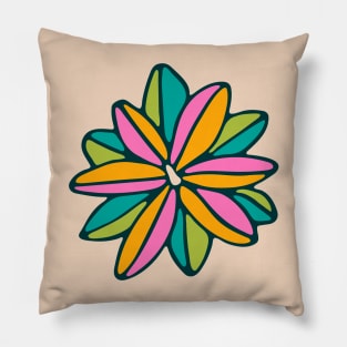 BLOOM BIG Boho Floral in 70s Bright Rainbow Pop Multi-Colours - UnBlink Studio by Jackie Tahara Pillow