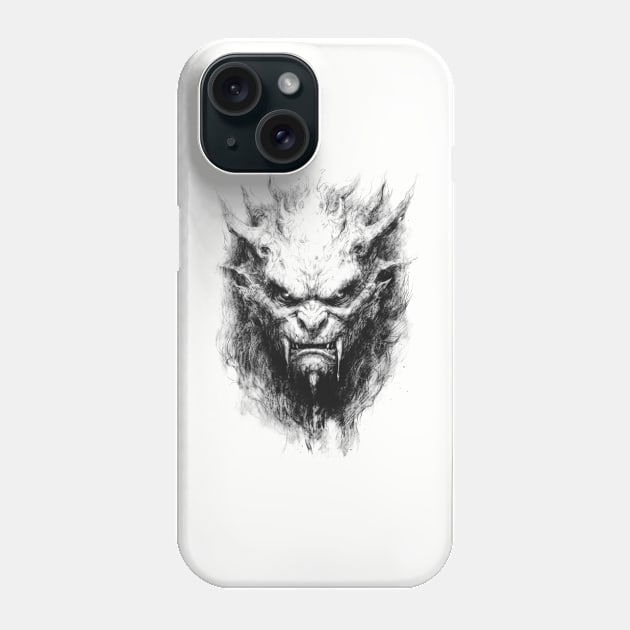 Sketch Monster Fantasy Art Character Black and White Phone Case by ACDC Animal Cool Dark Cute