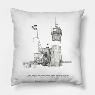 Lighthouse North Head (Vuurtoren Noorderhoofd) Westkapelle Netherlands Pen and Ink Illustration Pillow
