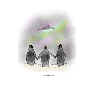 Love is eternal , penguin art, rainbow, spirit animal T-Shirt