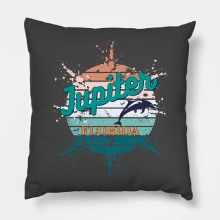 Jupiter Florida Exploding Retro Vintage Sunset Pillow