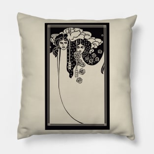 Art Nouveau Ladies (cream on black) Pillow