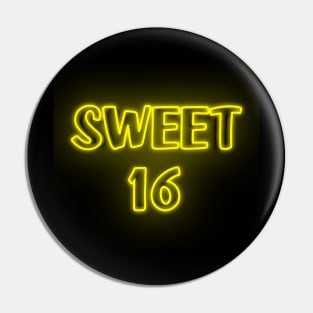 Sweet 16 Neon Yellow Pin