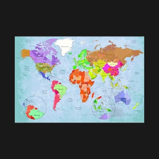 World Map With Countries Art T-Shirt