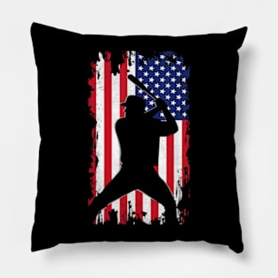 Baseball Lover American Flag Gift Pillow