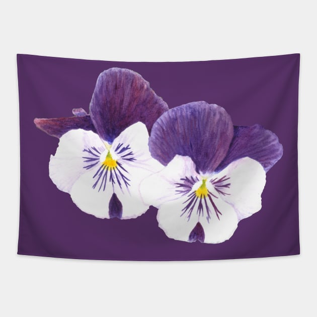 Purple and white pansies flowers Tapestry by Savousepate