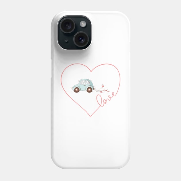 Just married car Honeymoon Couple Matching Gift Phone Case by gogo-jr