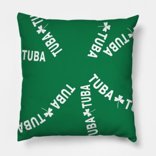 Tuba White Text Shamrock Pillow