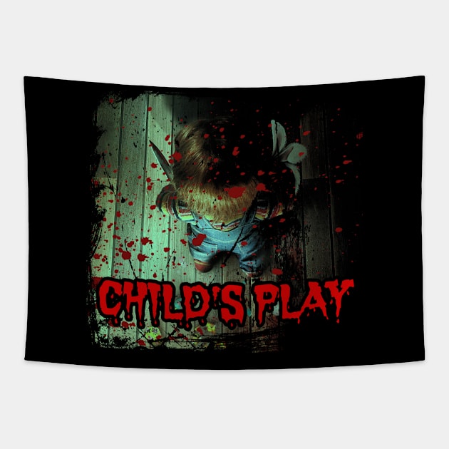 Evil Comes In Small Packages Chucky Horror Tee Tapestry by MilanVerheij Bike