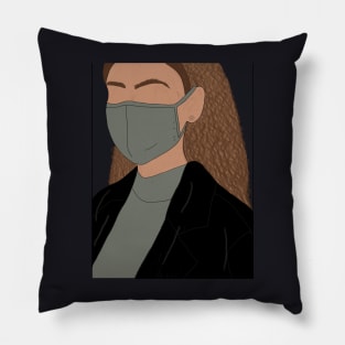 Curly hair woman Pillow