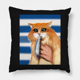 Hungry cute cat Pillow