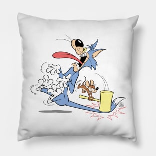 Cat and Mouse Cartoon Pillow