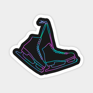 Neon hanging ice skates outline Magnet