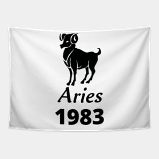 Black Aries Zodiac 1983 Tapestry