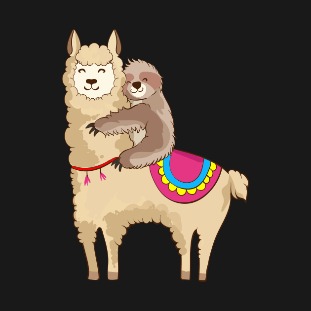 Sloth Riding Llama Hugging Animal Friends by theperfectpresents