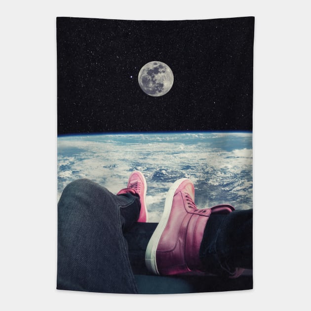 Full Moon - Space Aesthetic, Retro Futurism, Sci Fi Tapestry by jessgaspar